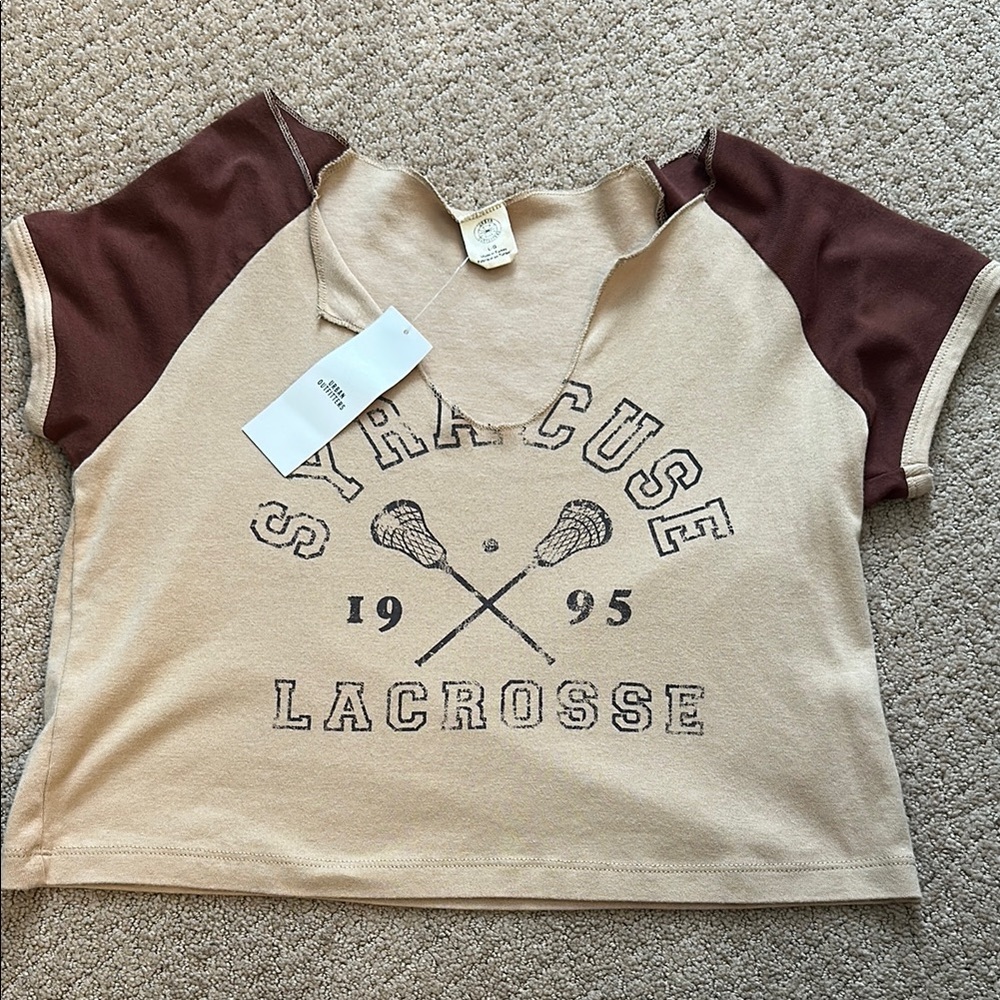 Urban Outfitters Brown and Tan Short Sleeve Tee